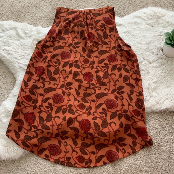 NWT Let It Be Orange Floral Sleeveless Top- Size M - Picture 2 of 11